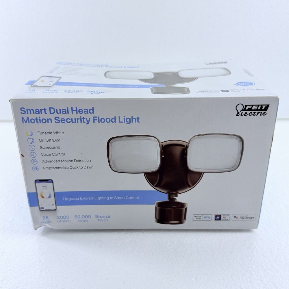 Feit Electric Smart Dual Head Motion Security Flood Light Black NEW - OPEN BOX